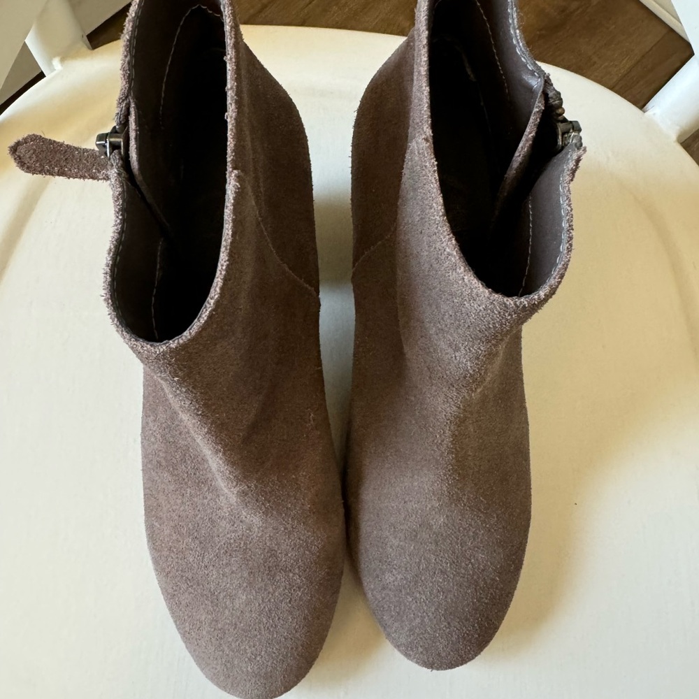 Classic Brown Suede Ankle Booties with Block Heel